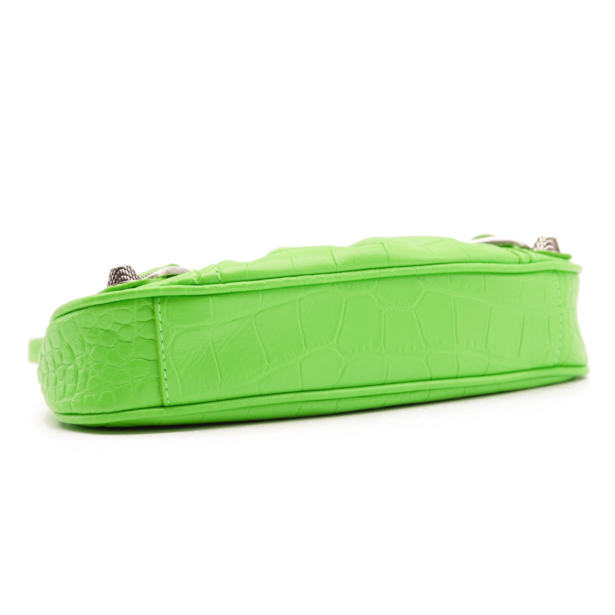 NEW Balenciaga Le Cagole Metallic Croc Embossed Leather Shoulder Bag
