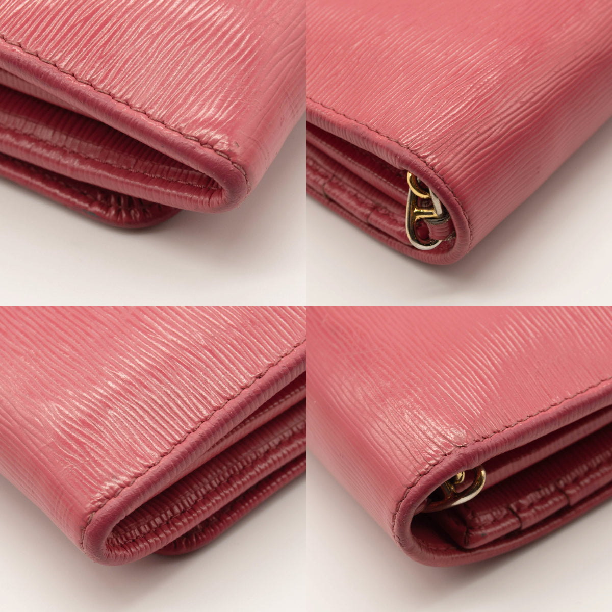 Prada Saffiano Metal Oro Chain Wallet Peonia Pink Crossbody
