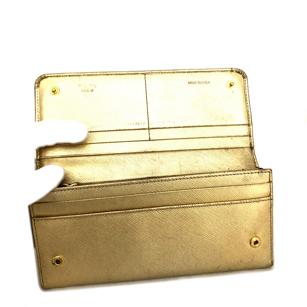 PRE-ORDER Prada Saffiano Metal Continental Flap Wallet Platino