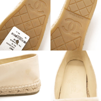 Chanel Beige Velvet Logo Espadrilles Black Mules/Slides