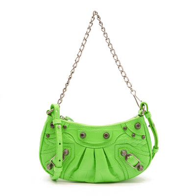 NEW Balenciaga Le Cagole Metallic Croc Embossed Leather Shoulder Bag