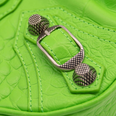 NEW Balenciaga Le Cagole Metallic Croc Embossed Leather Shoulder Bag