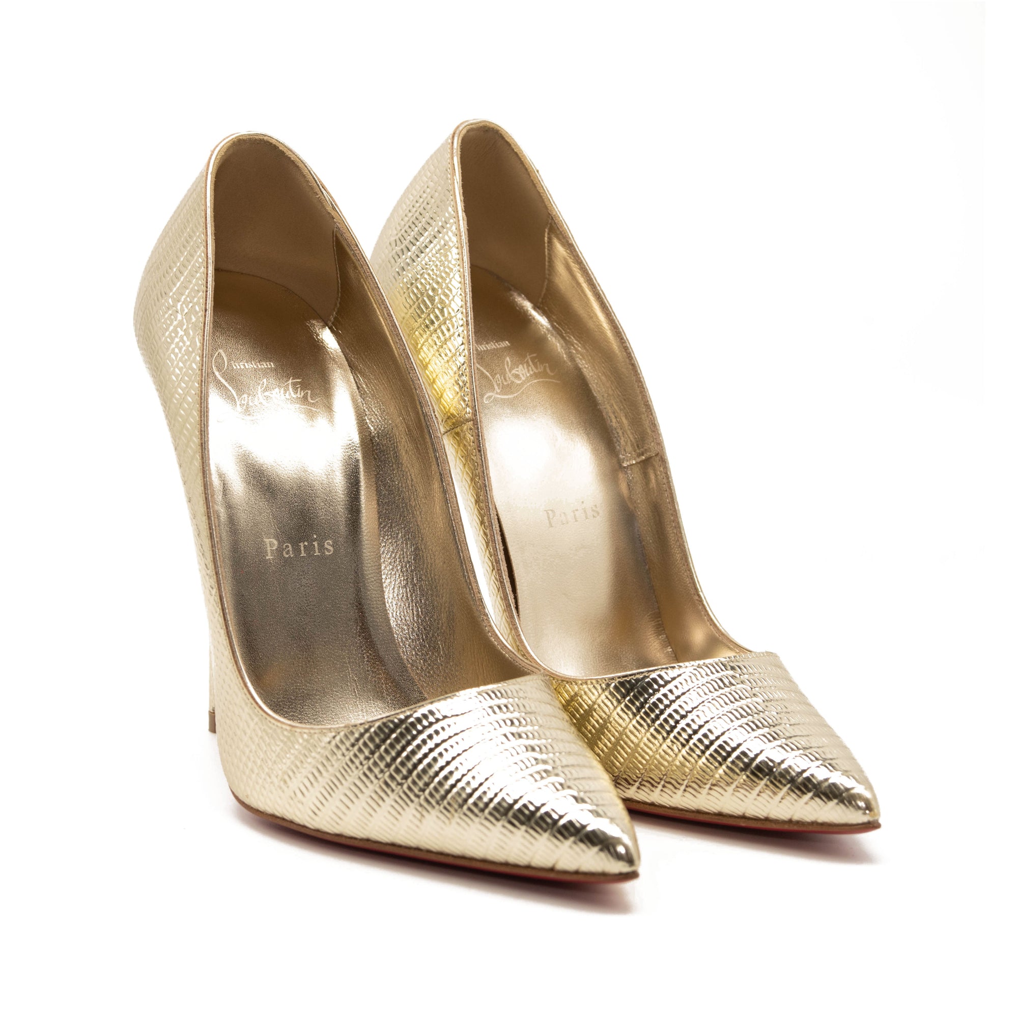 NEW Christian Louboutin So Kate Metallic Pointed Toe Pump (Women) EU 37 Gold