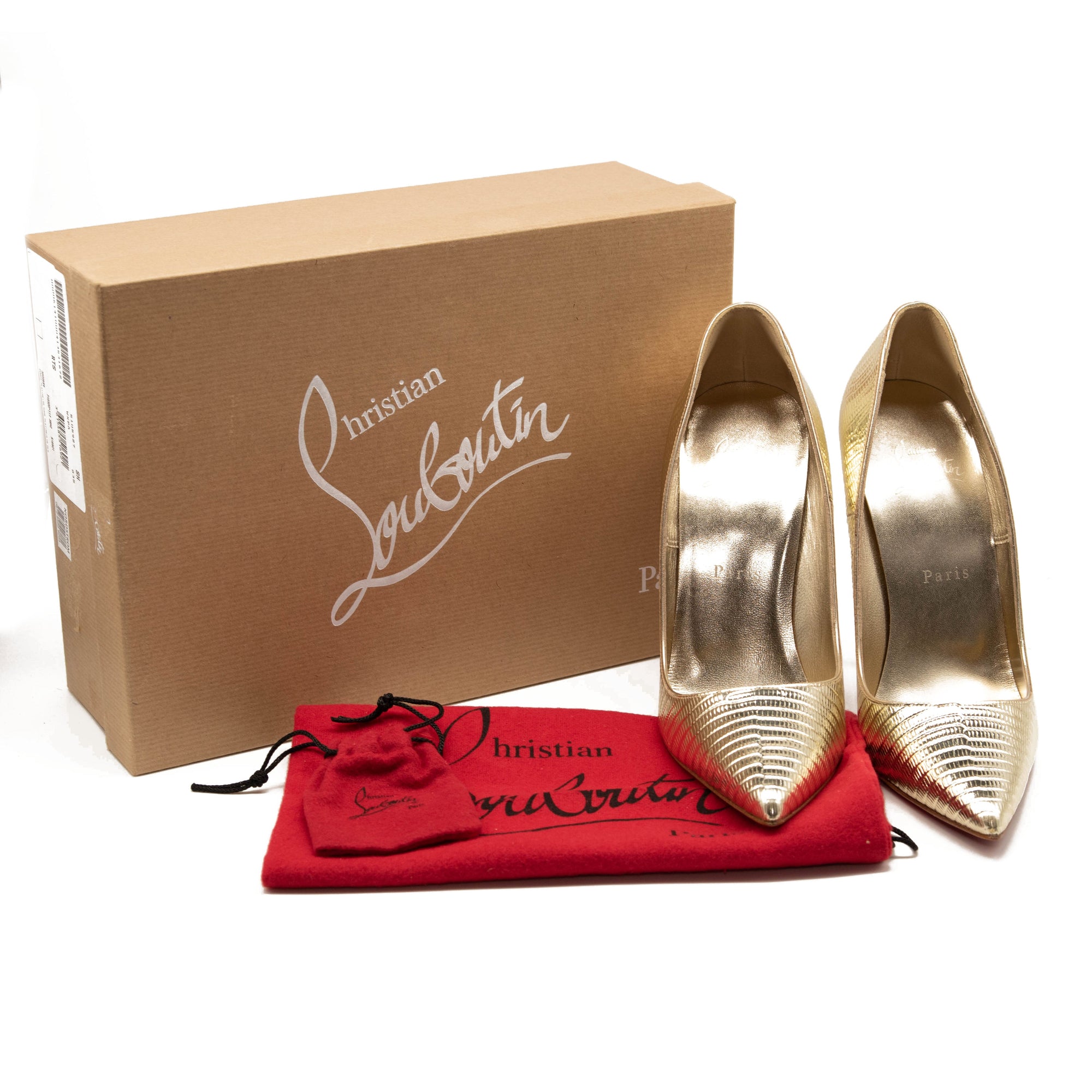 NEW Christian Louboutin So Kate Metallic Pointed Toe Pump (Women) EU 37 Gold