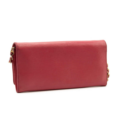 Prada Saffiano Metal Oro Chain Wallet Peonia Pink Crossbody