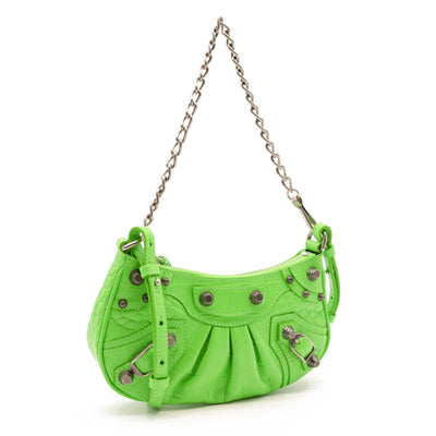 NEW Balenciaga Le Cagole Metallic Croc Embossed Leather Shoulder Bag