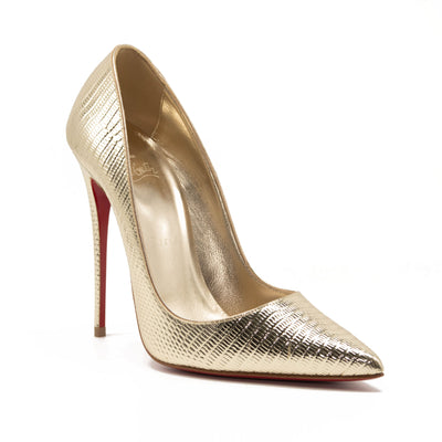 NEW Christian Louboutin So Kate Metallic Pointed Toe Pump (Women) EU 37 Gold