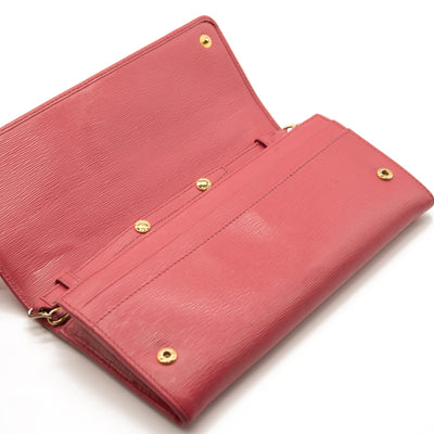 Prada Saffiano Metal Oro Chain Wallet Peonia Pink Crossbody