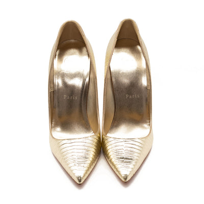 NEW Christian Louboutin So Kate Metallic Pointed Toe Pump (Women) EU 37 Gold