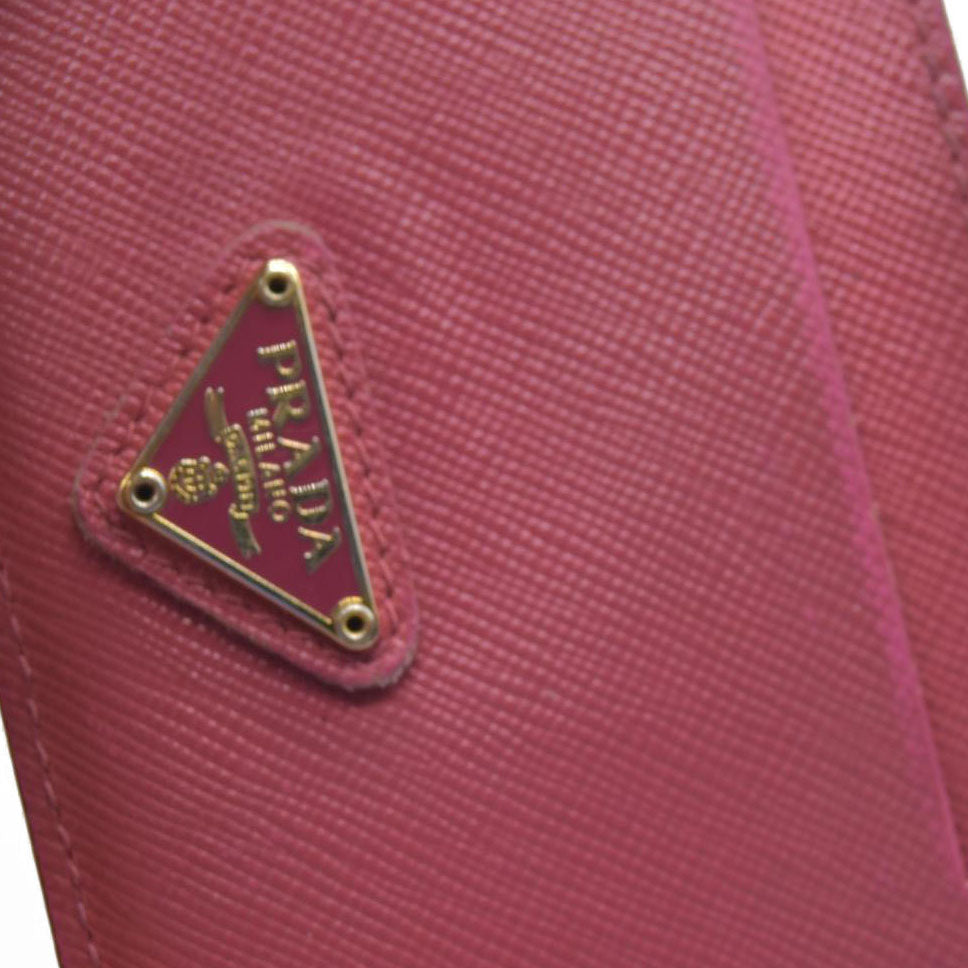 CONSIGNMENT Prada Prada Pink Saffiano Metal Leather Logo Card Holder