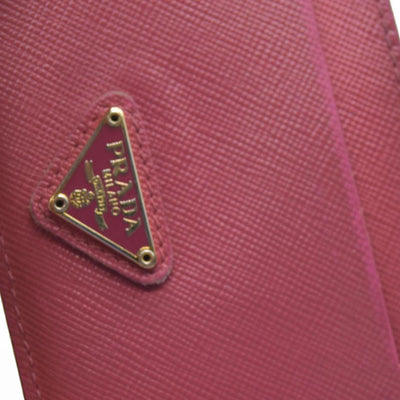 CONSIGNMENT Prada Prada Pink Saffiano Metal Leather Logo Card Holder