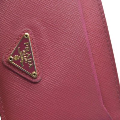 CONSIGNMENT Prada Prada Pink Saffiano Metal Leather Logo Card Holder