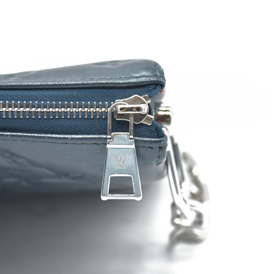 $4950 Louis Vuitton Metallic Lambskin Embossed Monogram Coussin PM Blue RFID