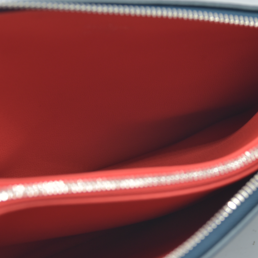 $4950 Louis Vuitton Metallic Lambskin Embossed Monogram Coussin PM Blue RFID