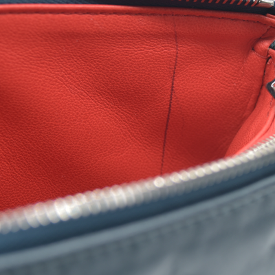 $4950 Louis Vuitton Metallic Lambskin Embossed Monogram Coussin PM Blue RFID