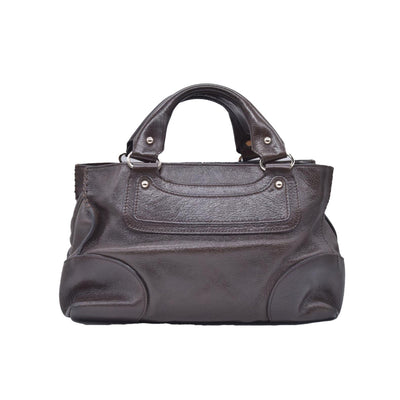 $1250 CELINE Metallic Leather Boogie Tote Bag Silver CONSIGNMENT 10021355