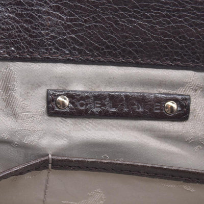 $1250 CELINE Metallic Leather Boogie Tote Bag Silver CONSIGNMENT 10021355