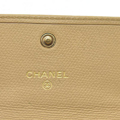 $875 Chanel Coco Button Coin Purse Beige