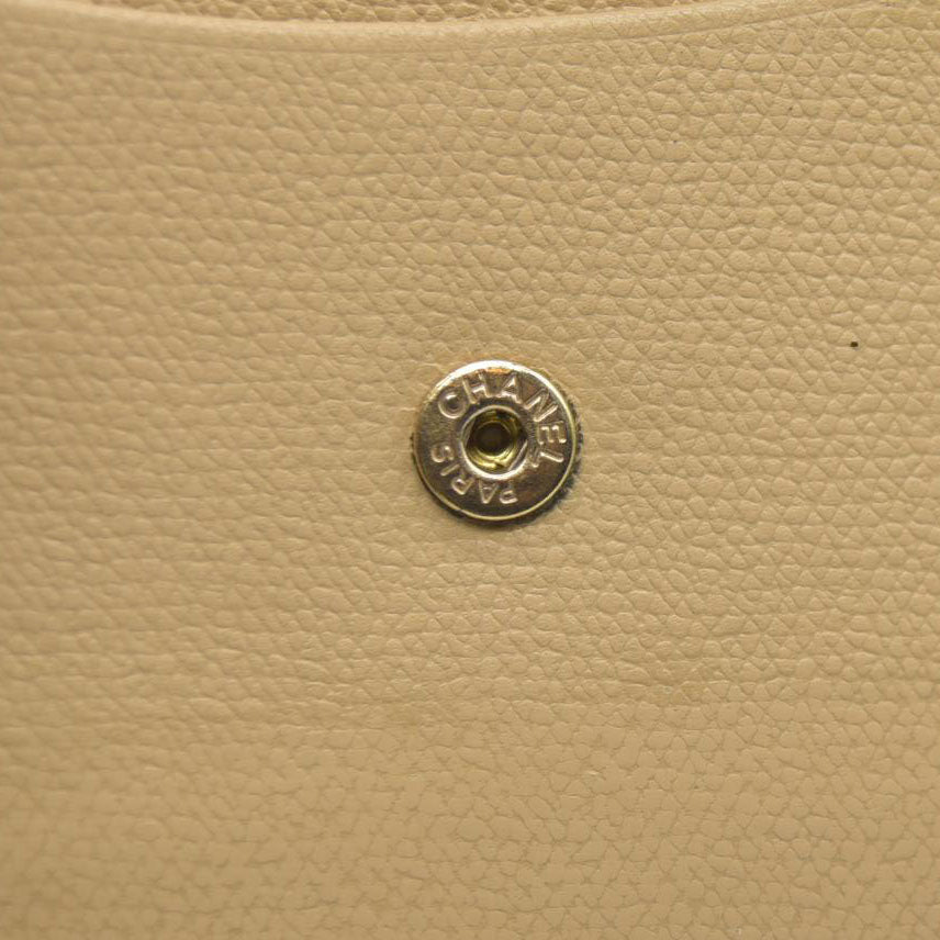$875 Chanel Coco Button Coin Purse Beige