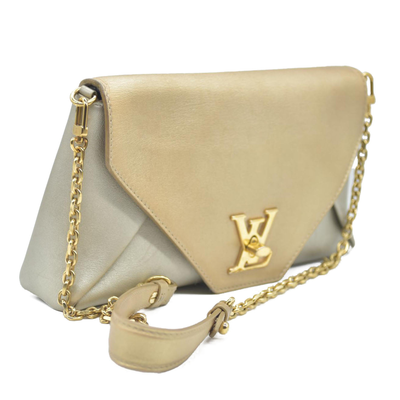AUCTION $2150 Louis Vuitton Metallic Calfskin Love Note Gold Bronze