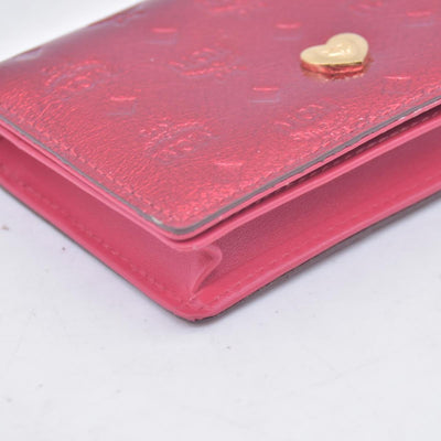 $430 MCM Metallic Red Leather Card Holder Wallet CONSIGNMENT 10021464