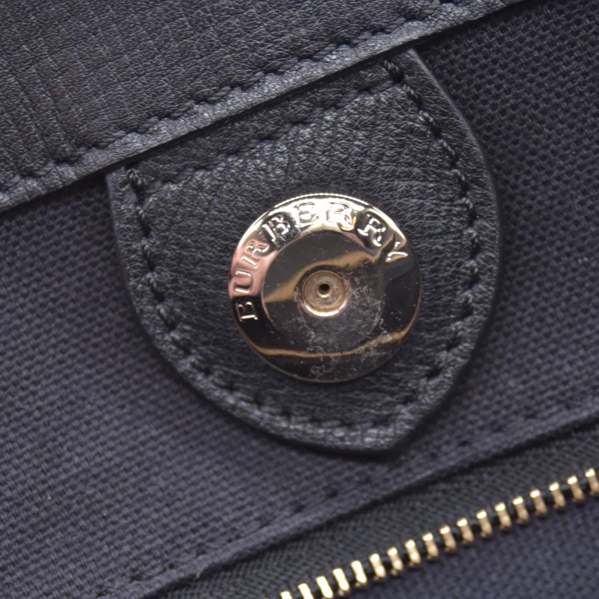 $1490 BURBERRY Grainy Leather House Check Medium Banner Tote Black CONSIGNMENT 10021501