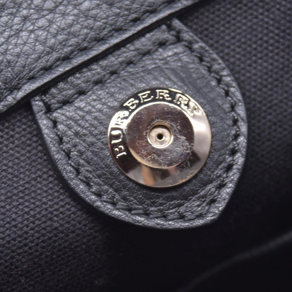 $1490 BURBERRY Grainy Leather House Check Medium Banner Tote Black CONSIGNMENT 10021501