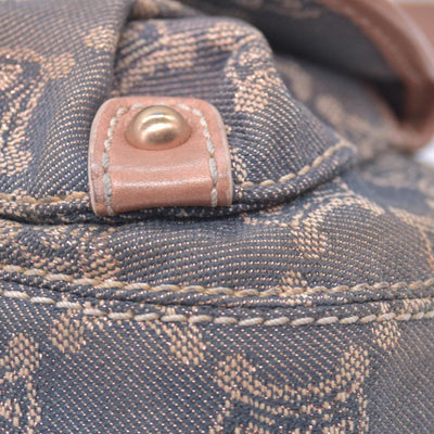$1150 CELINE Macadam Metallic Lurex Denim Studded Shoulder Bag Rose Gold CONSIGNMENT 10021493