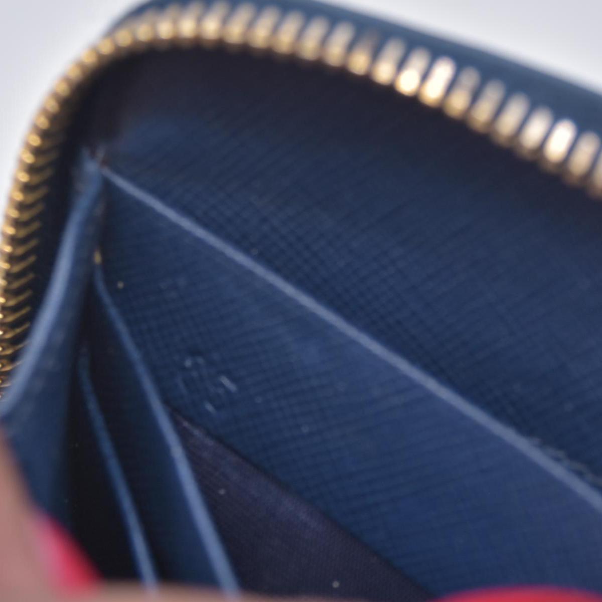 $790 PRADA Saffiano Metal Logo Zip Around Long Wallet Blue CONSIGNMENT 10021520