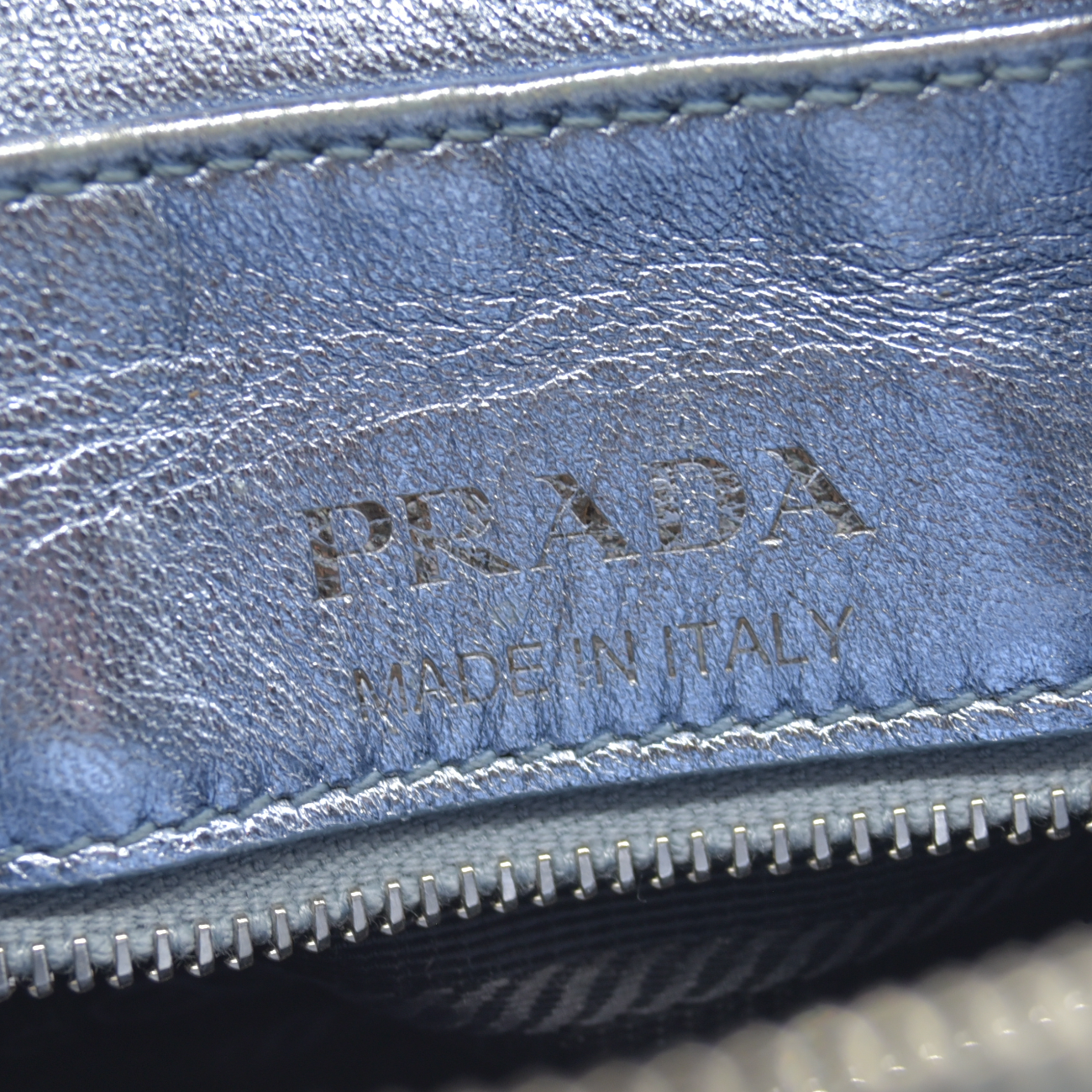 $1690 Prada Soft Calfskin Diagramme Camera Bag Metallic Silver