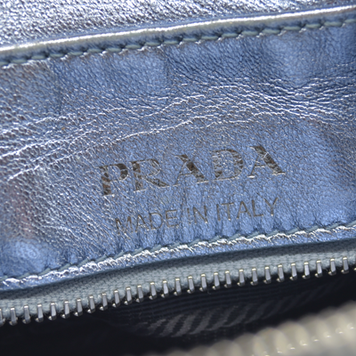 $1690 Prada Soft Calfskin Diagramme Camera Bag Metallic Silver