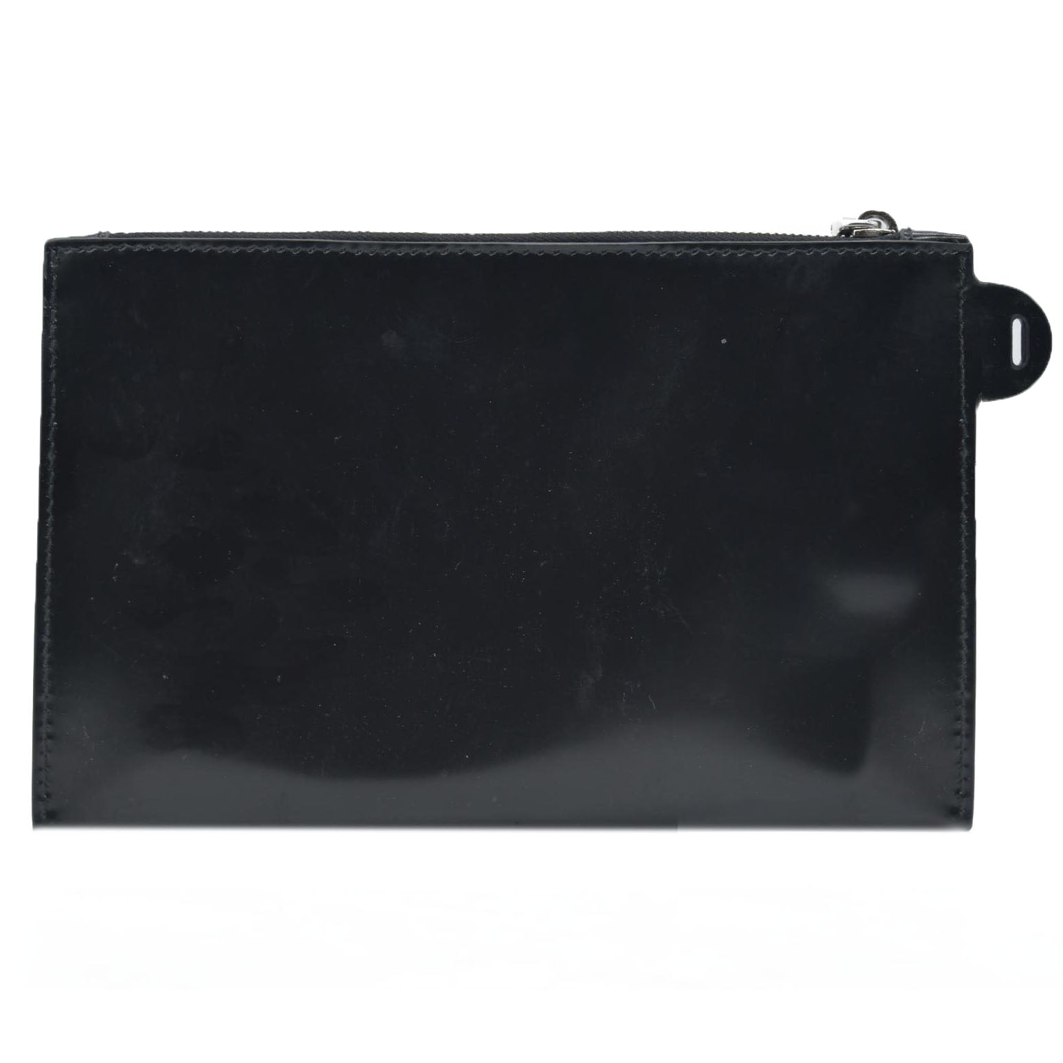 $600 Prada Enameled Metal Zipper Pouch