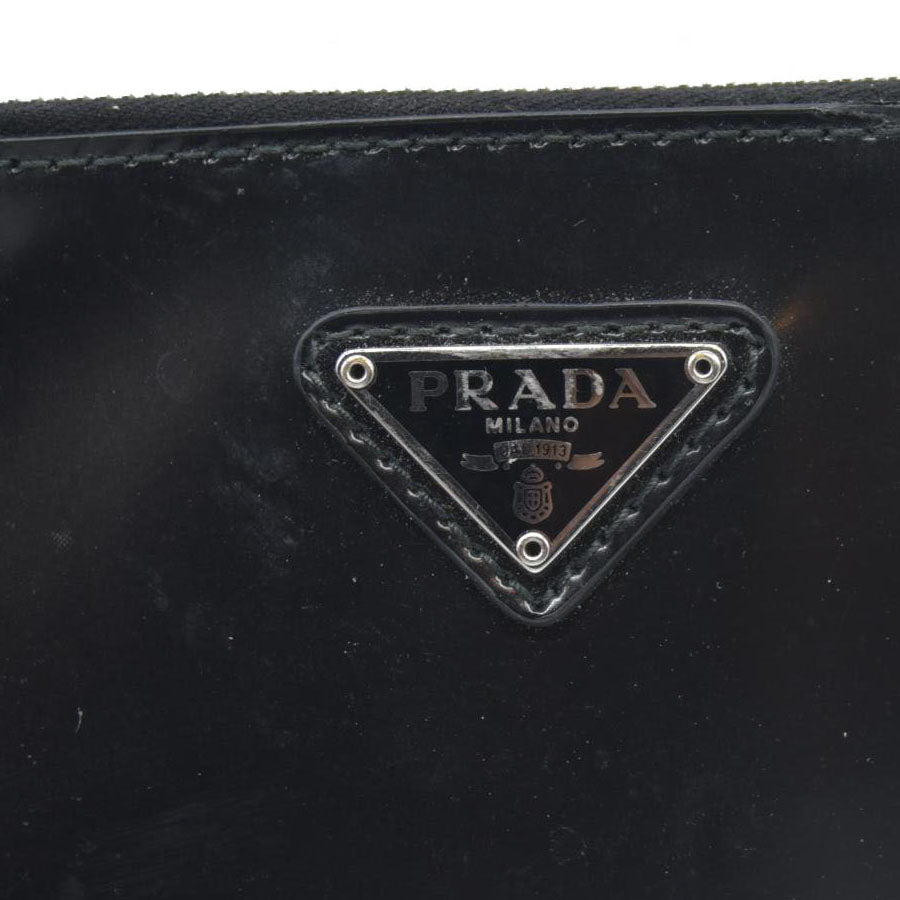$600 Prada Enameled Metal Zipper Pouch