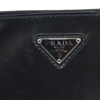 $600 Prada Enameled Metal Zipper Pouch