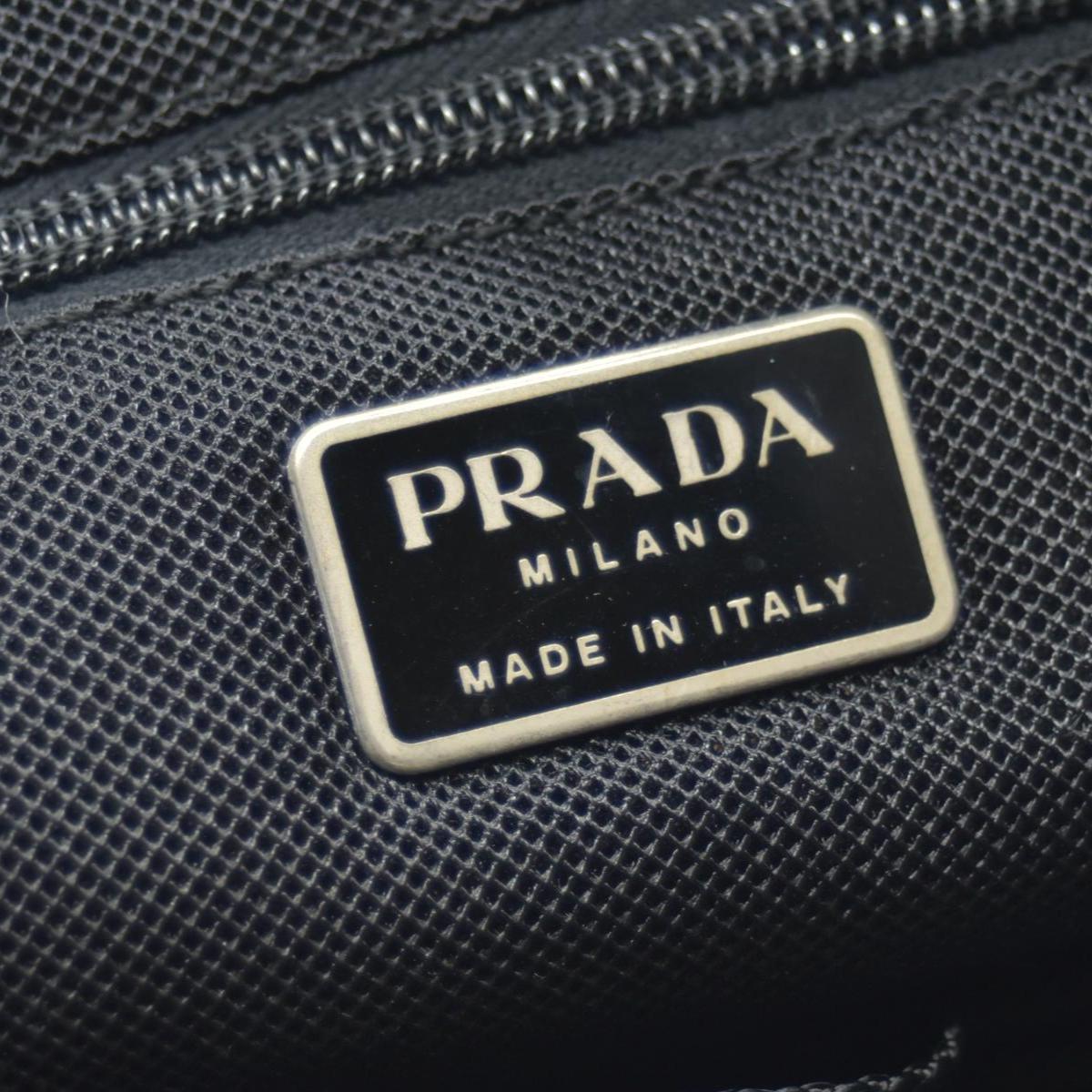 $950 CONSIGNMENT Prada Nylon Enameled Metal Triangle Shoulder Bag