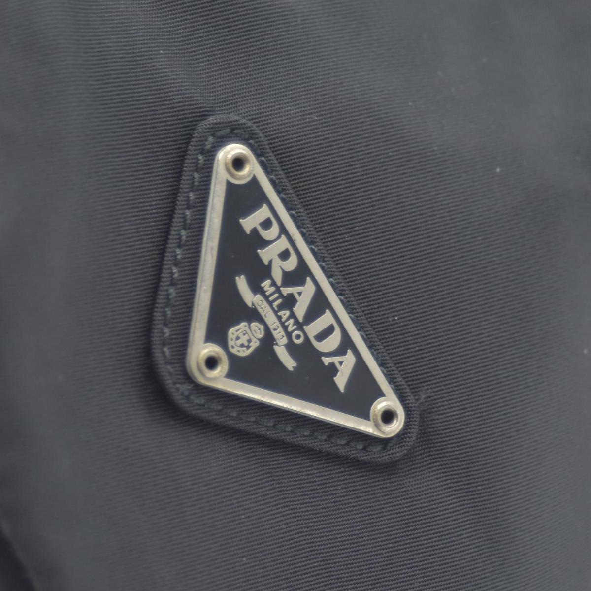 $950 CONSIGNMENT Prada Nylon Enameled Metal Triangle Shoulder Bag