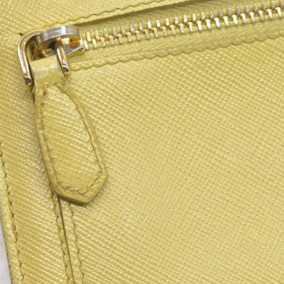 Prada Saffiano Metal Leather Continental Wallet Yellow