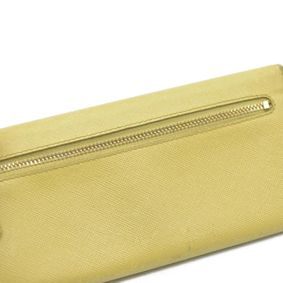 Prada Saffiano Metal Leather Continental Wallet Yellow