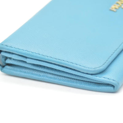 Prada Saffiano Metal Continental Flap Wallet Blue CONSIGNMENT