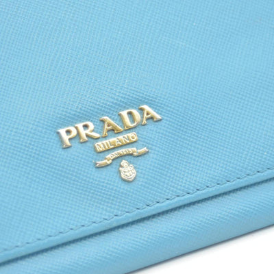 Prada Saffiano Metal Continental Flap Wallet Blue CONSIGNMENT