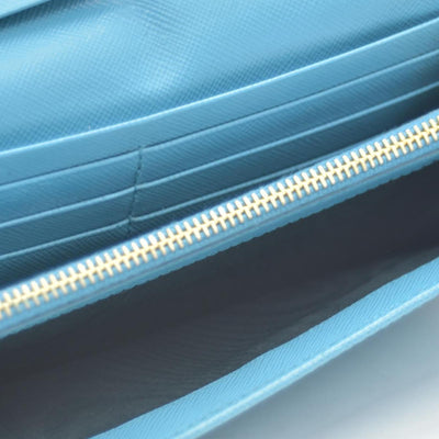 Prada Saffiano Metal Continental Flap Wallet Blue CONSIGNMENT