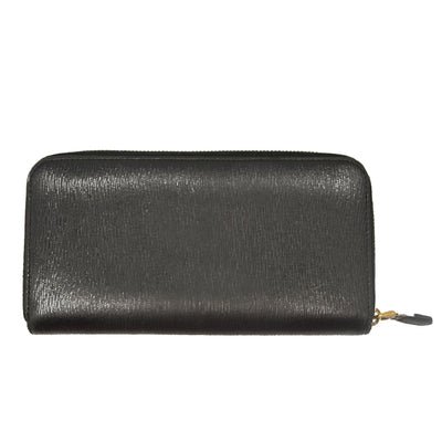 Prada Saffiano Metal Zip Around Wallet Black