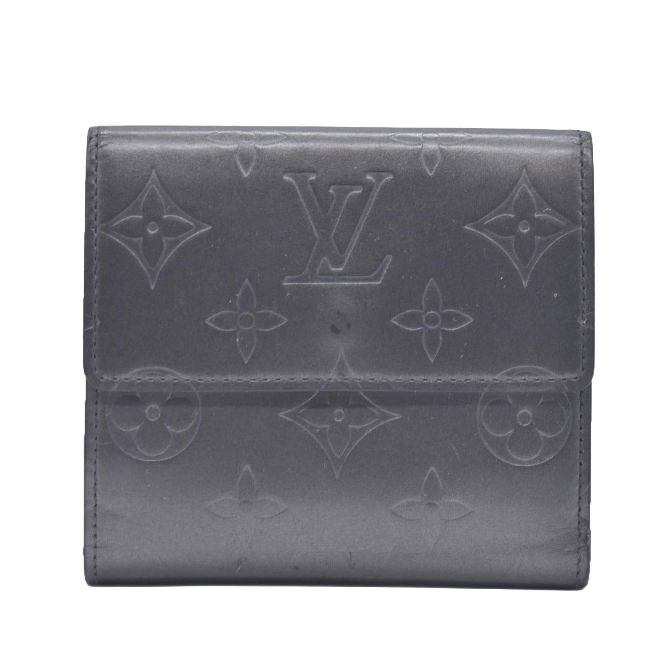 $605 2003 Louis Vuitton Metallic Matt Vernis Compact Wallet Grey TH0033 CONSIGNMENT 10020918