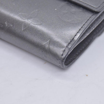 $605 2003 Louis Vuitton Metallic Matt Vernis Compact Wallet Grey TH0033 CONSIGNMENT 10020918