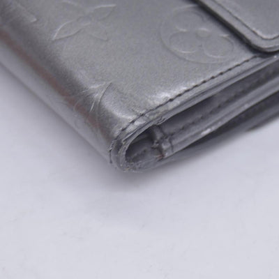 $605 2003 Louis Vuitton Metallic Matt Vernis Compact Wallet Grey TH0033 CONSIGNMENT 10020918