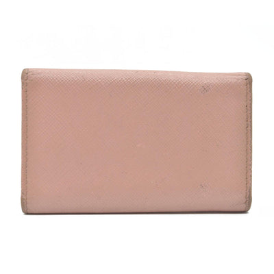 $345 Prada Saffiano Metal 6 Key Holder Beige Pink