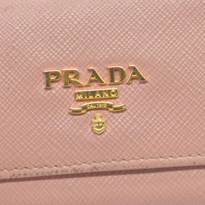 $345 Prada Saffiano Metal 6 Key Holder Beige Pink