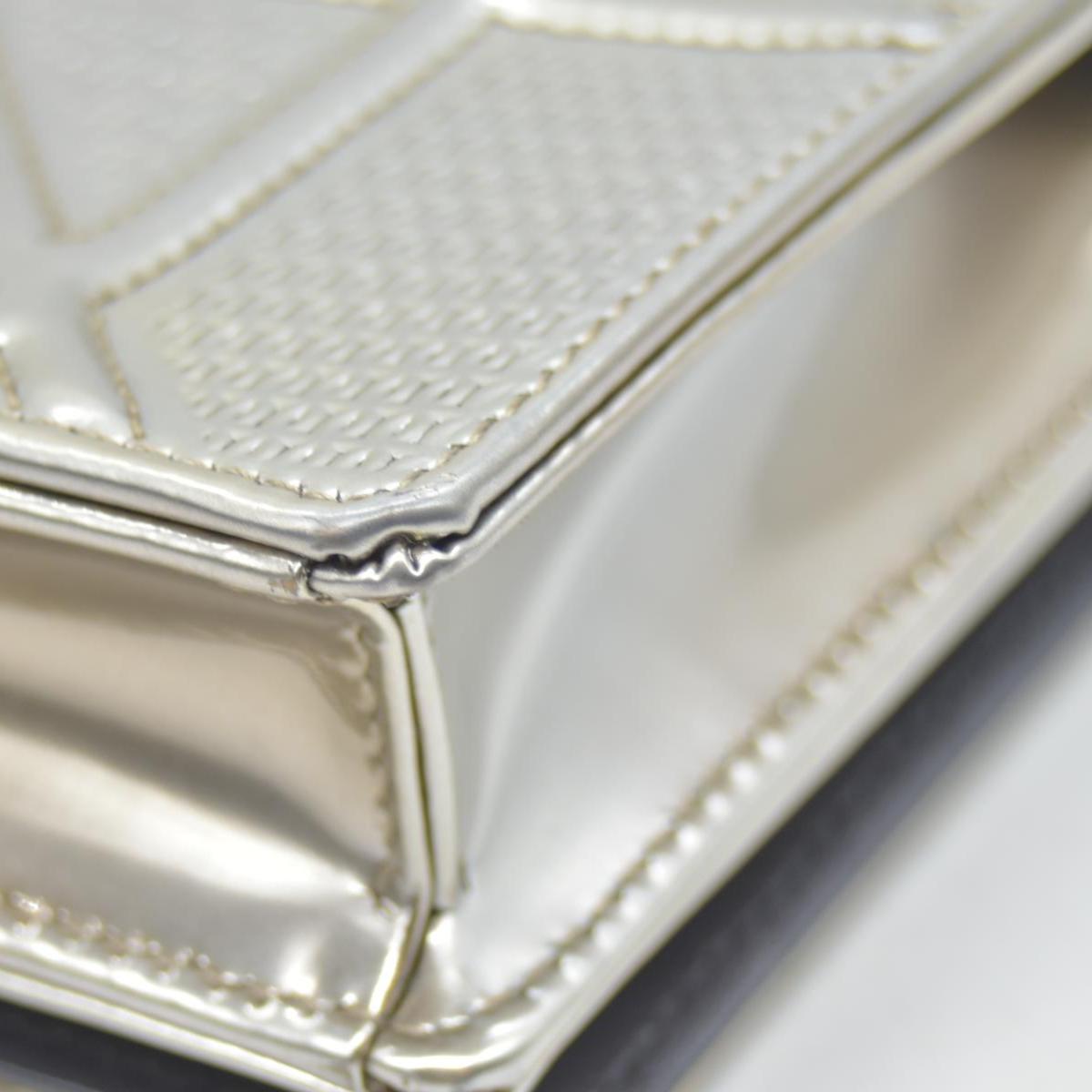 $2700 Christian Dior Cannage Diorama Metallic Silver