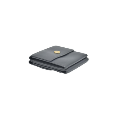 $609 Chanel Black Calfskin Leather Mini Coco Button Trifold Compact Wallet CONSIGNMENT