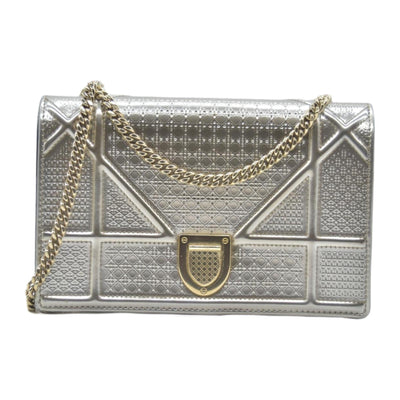 $2700 Christian Dior Cannage Diorama Metallic Silver